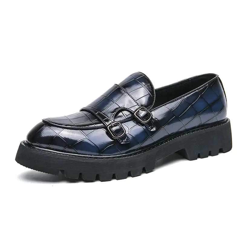 Men's Thick-Sole Soft Monk Strap Loafers, Party Wedding Street Shoes