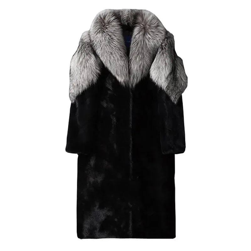 Men's Winter Thick Hooded Faux Fox Fur Parka Coat