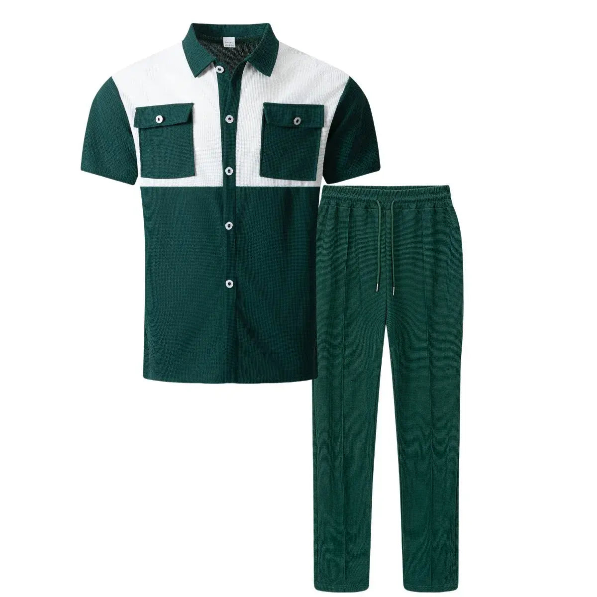 Men's Color-Block Short-Sleeve Shirt & Pants Set