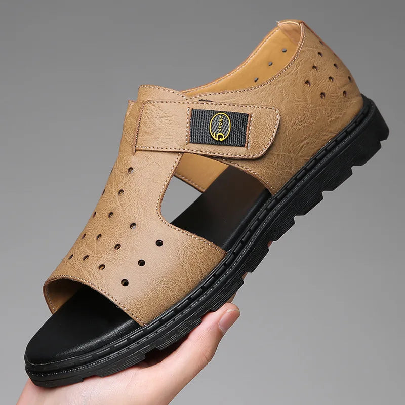 Men's Leather Roman Soft-Sole Casual Beach Sandals
