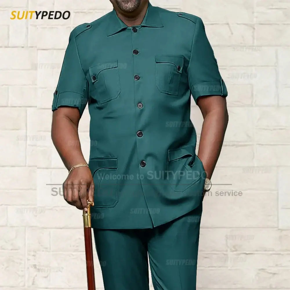 Men's African Style Slim Fit Blazer and Pants Suit