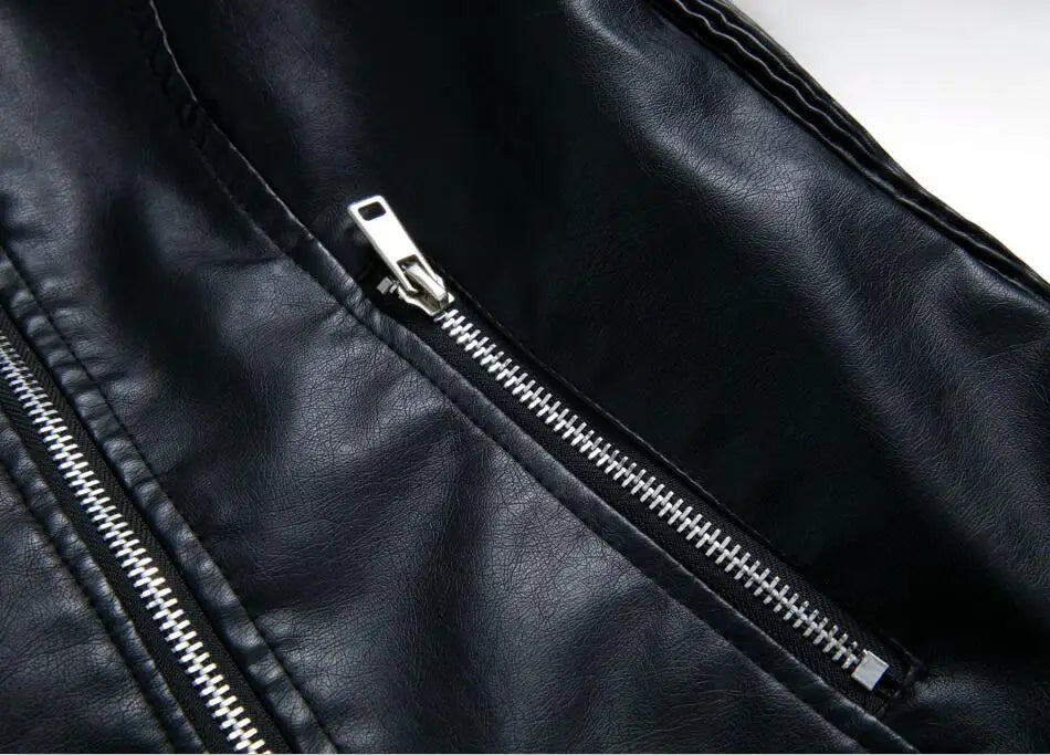 Women's Faux Leather Zipper Biker Jacket
