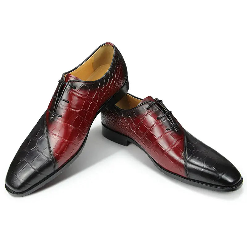 Men's Mixed Color Genuine Leather Oxford Business Office Shoes