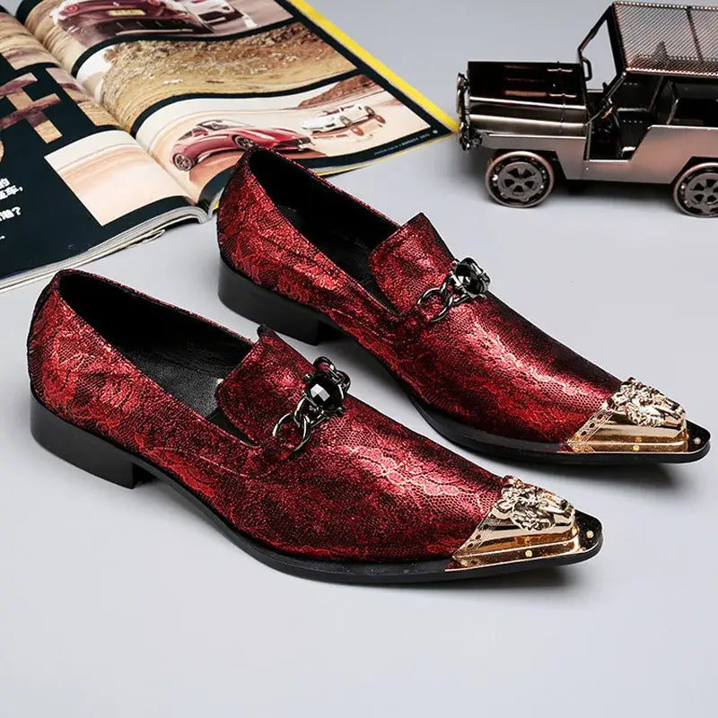 Men's Pointed Metal Toe Party Dress Shoes