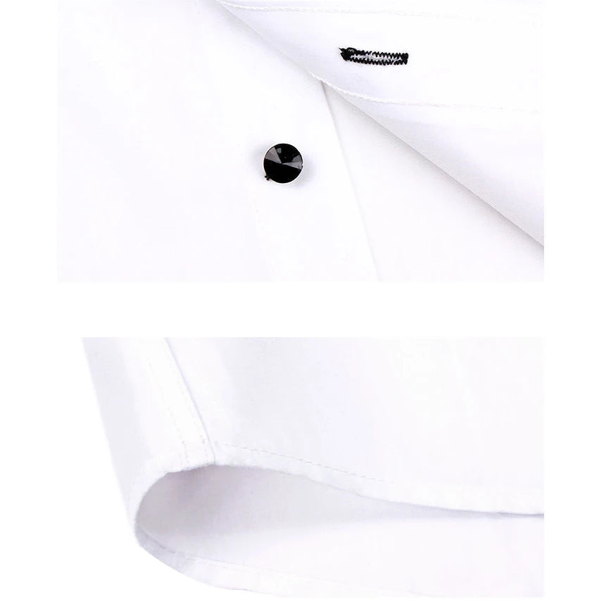 Men's Korean Slim Fit Long Sleeve Button-Down Dress Shirt