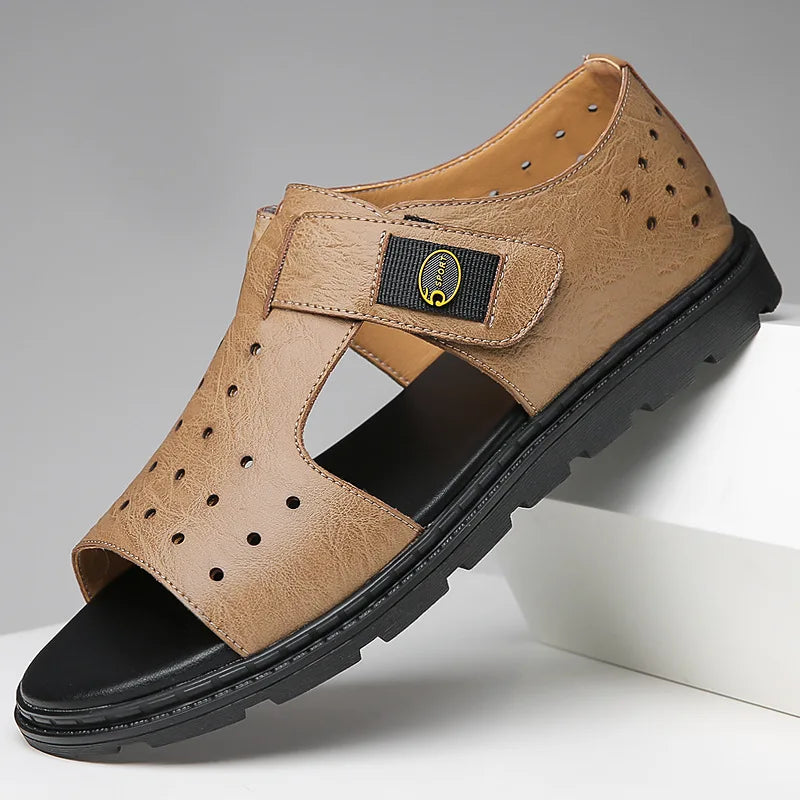Men's Leather Roman Soft-Sole Casual Beach Sandals