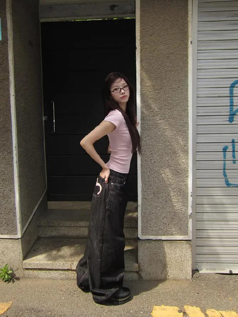 Women's Y2K Wide-Leg Baggy Denim Jeans