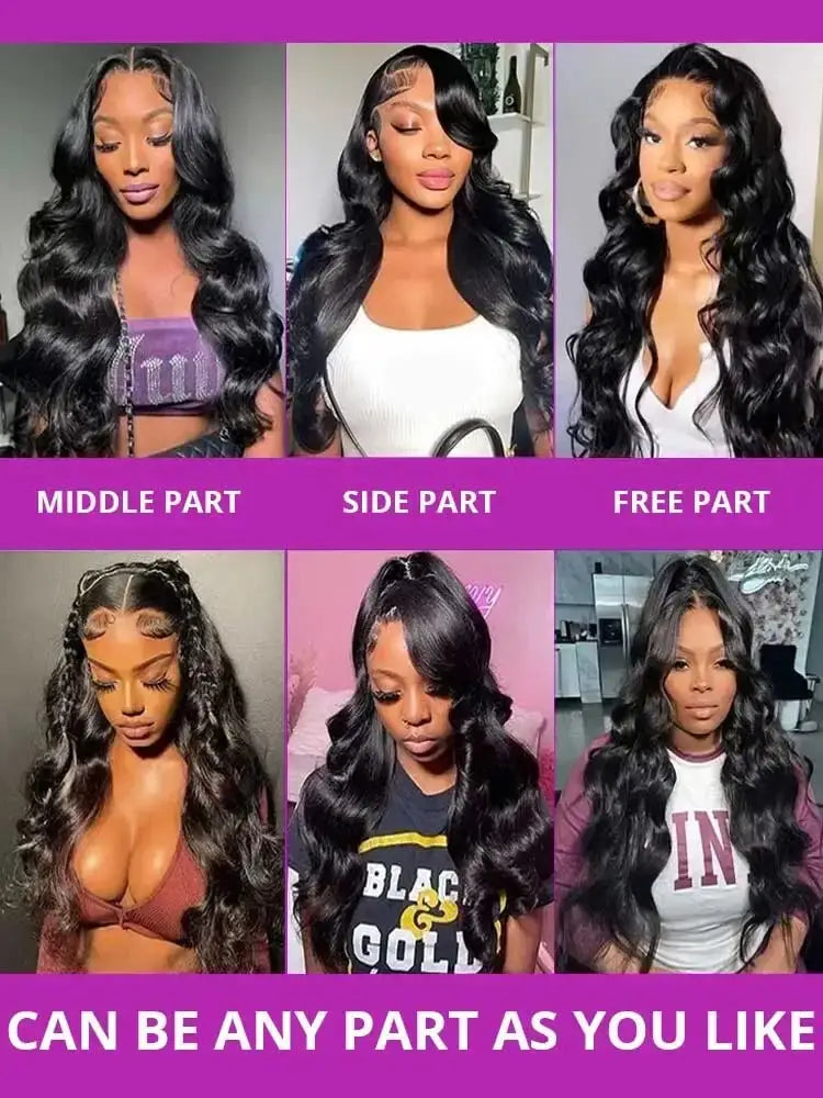 Raw Indian Body Wave 250% Density 40 42 inch 13x6 HD Lace Front Human Hair Wigs 13x4 Frontal Wigs Women Glueless Closure Wigs styling options