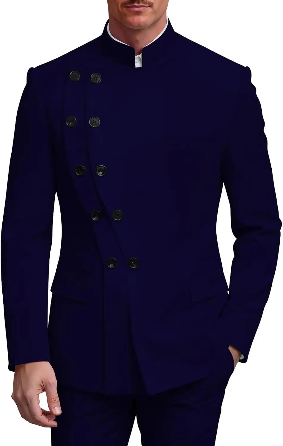 Men's Slim Fit Stand Collar Wedding Tuxedo Set