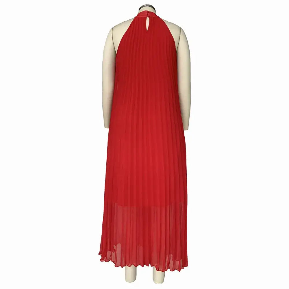 Women's Plus-Size Halter Hollow Split A-Line Bandage Maxi Dress