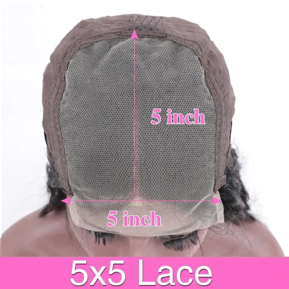 5x5 Lace cap of 13x6 HD Transparent Bone Straight Lace Frontal Wigs 5x5 Glueless Wear and Go Human Hair Wig 220 Density for Women 30 40 Inch.