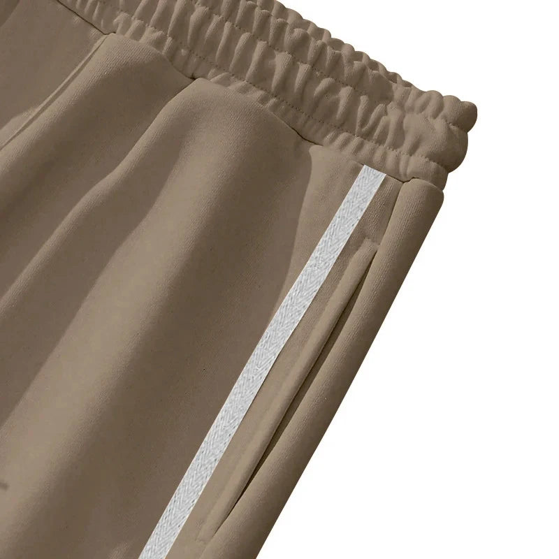 Men's Loose Solid Patchwork Side Button Straight Trousers