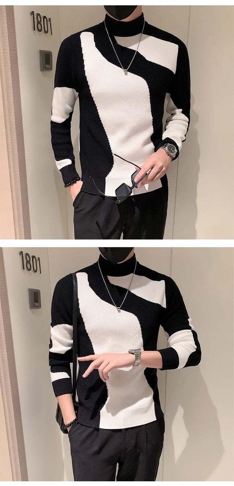 Men's Half Turtleneck Slim Knit Pullover