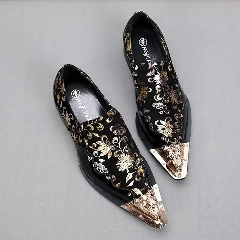Men's Italian Snake Grain Pointed Leather Dress Shoes