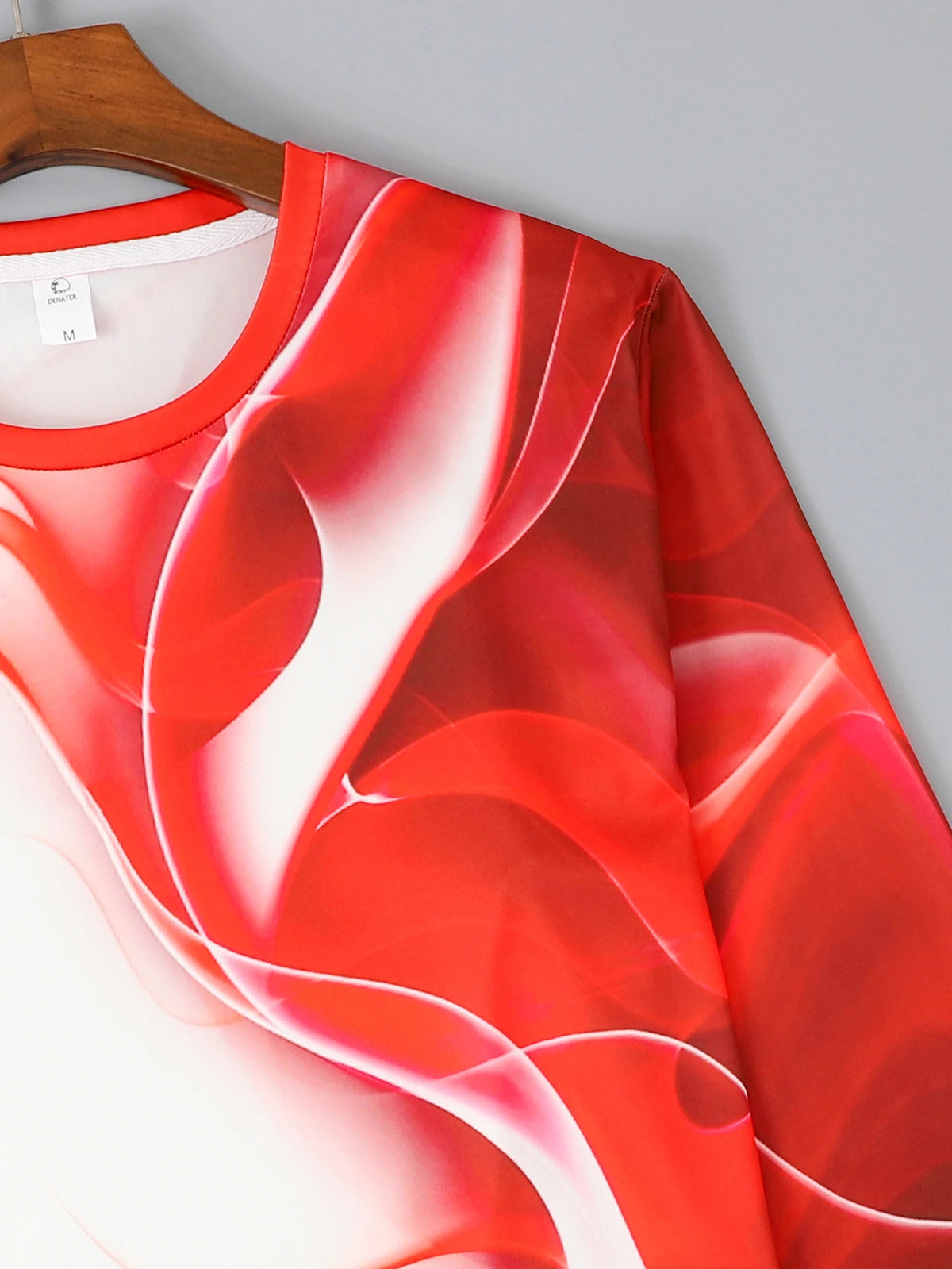 Men's Wave-Print Long-Sleeve Shirt and Pants Casual Sports Two-Piece Set