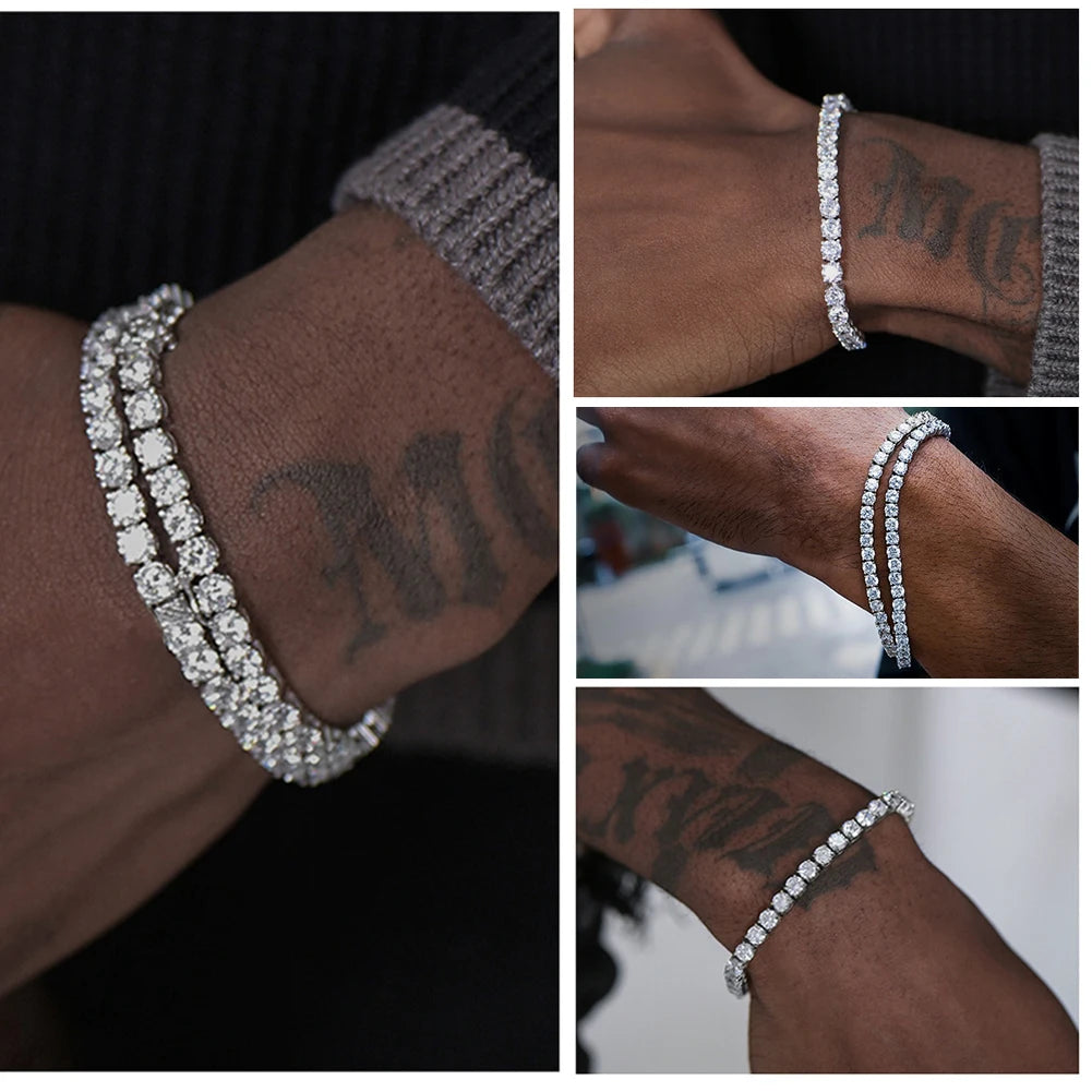Unisex 925 Sterling Silver Tennis Chain Bracelet