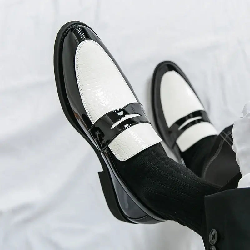 Men's Color-Block Round-Toe Business Loafers, Formal Wedding