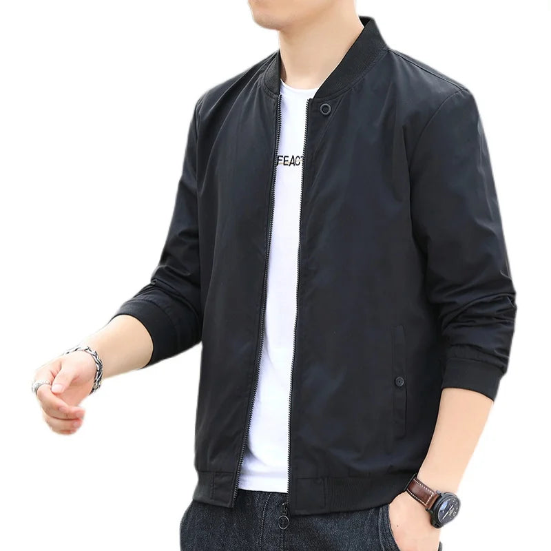 Men's Slim Fit Bomber Baseball Zip Jacket