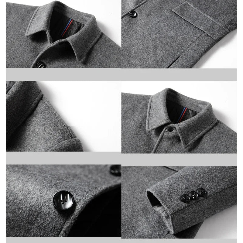 Men's Wool Turn-Down Collar Long Winter Coat