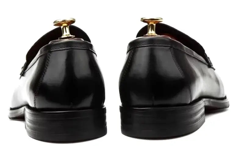Men's Metal Buckle Genuine Leather Slip-On Wedding Dress Shoes