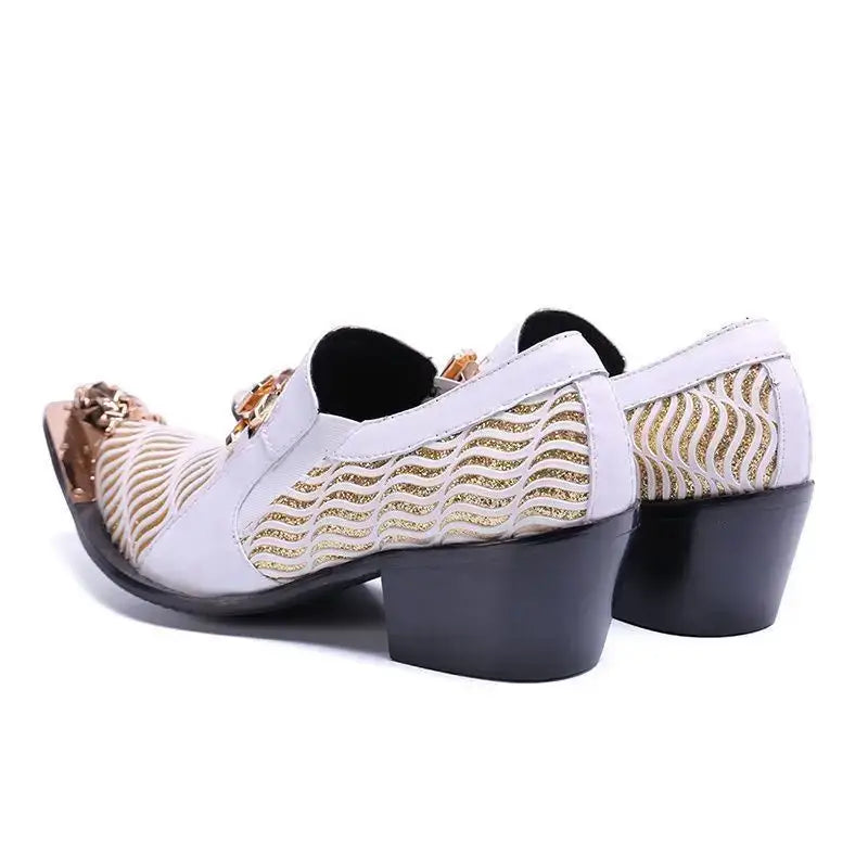 Men's Italian Snake Grain Pointed Leather Dress Shoes