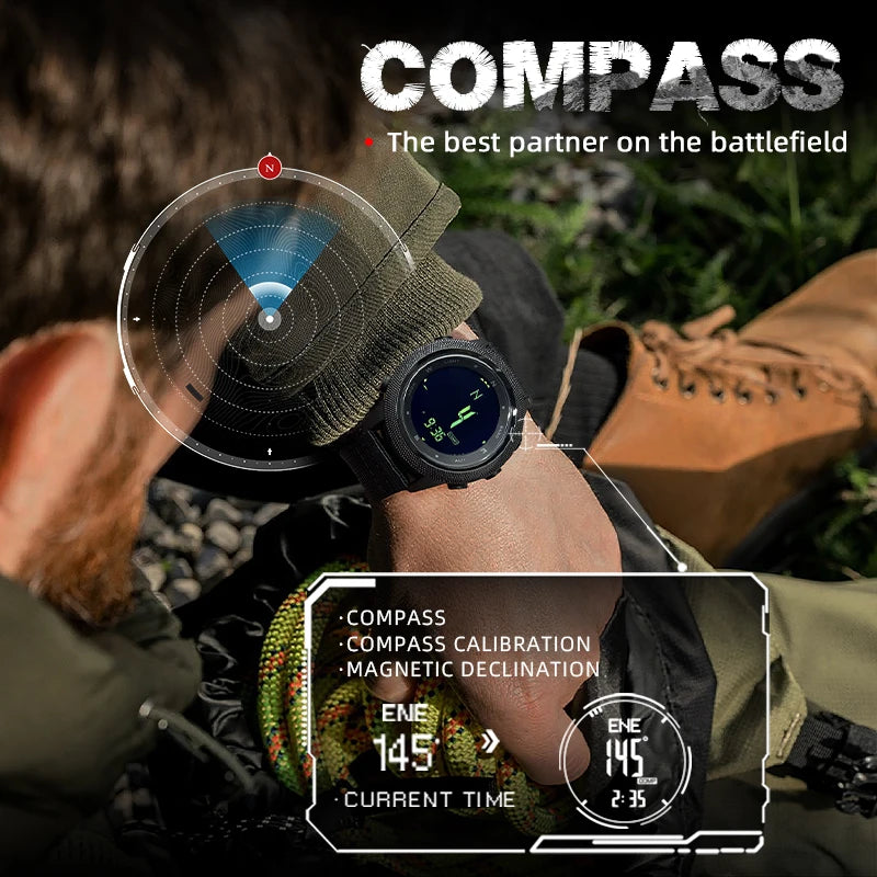 Men's Splash-Resistant Digital Outdoor Sports Watch with Altimeter Compass