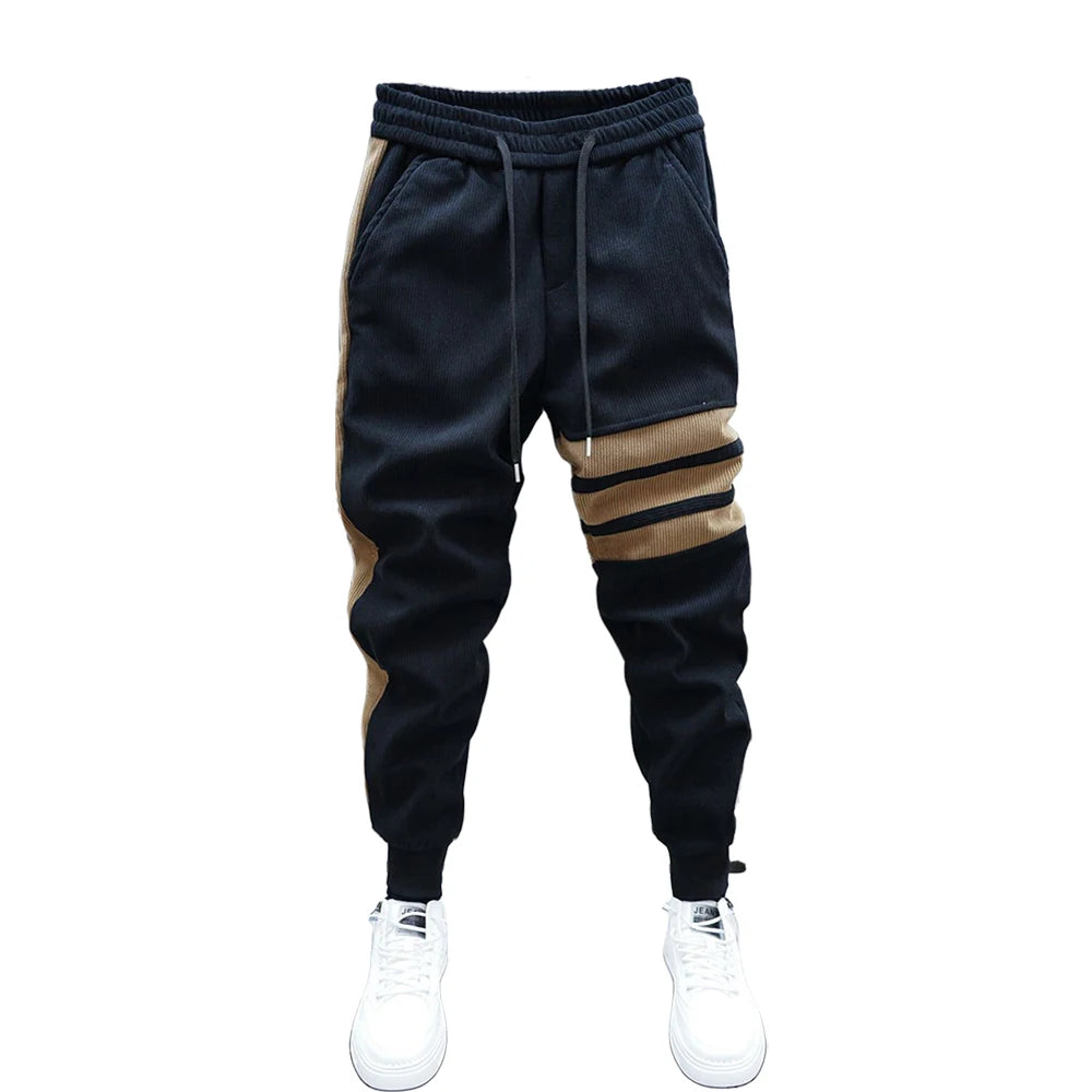 Men's Patchwork Striped Harem Jogger Sweatpants