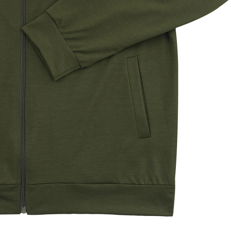 Men's Solid Stand-Collar Zip Jacket and Pants Set