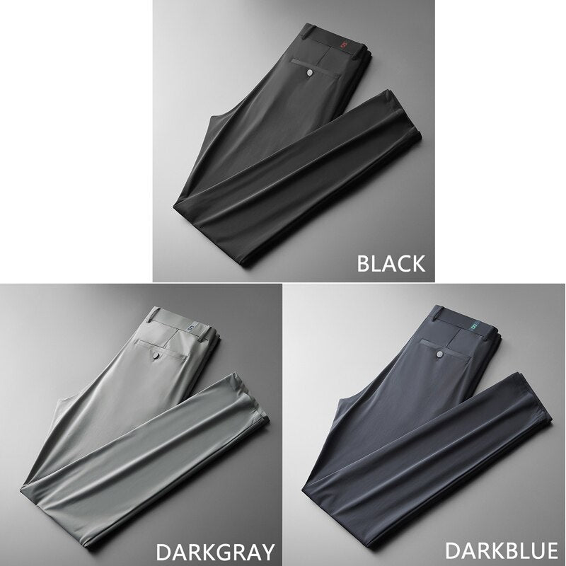 Men's Ice Silk Mid Straight Casual Pants