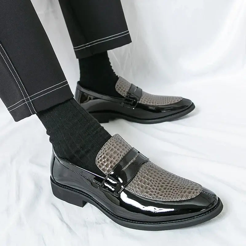 Men's Color-Block Round-Toe Business Loafers, Formal Wedding