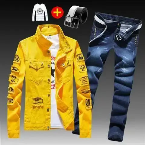 Men's Slim Denim Jacket and Jeans Two-Piece Set