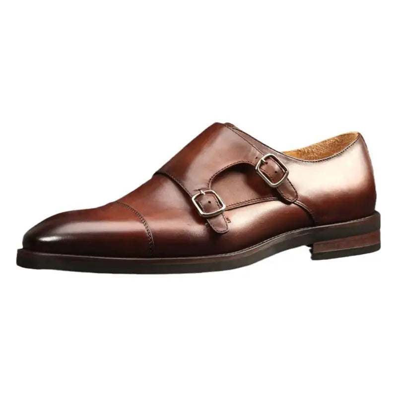 Men's Genuine Leather Double Monk Strap Dress Shoes