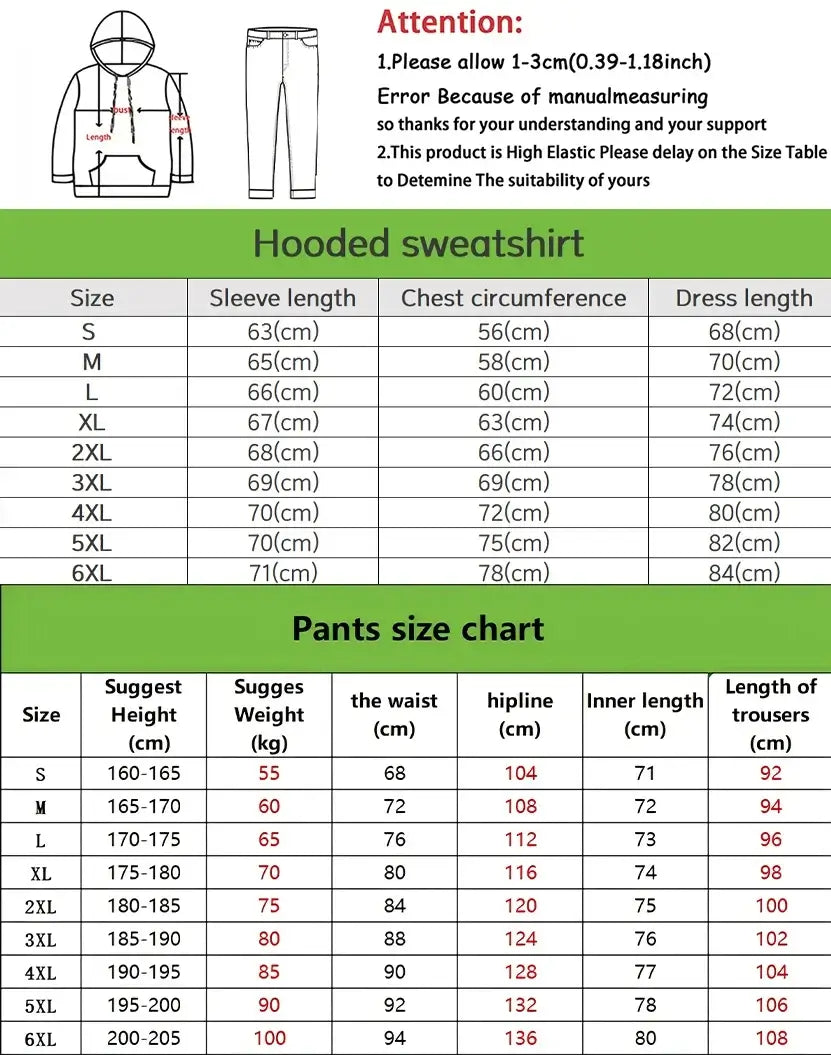 Men's Casual 3D Graffiti Print Hoodie and Pants Set, Spring Autumn