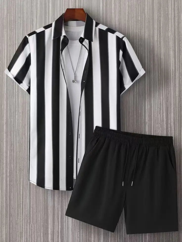Men's Coconut Print Shirt and Shorts Two-Piece Set