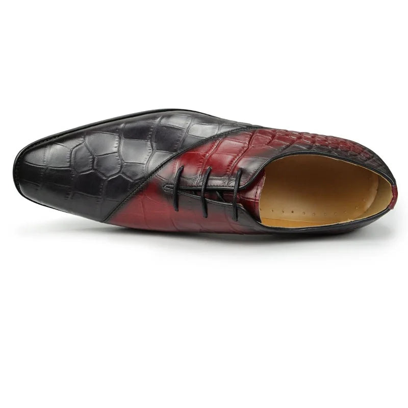 Men's Mixed Color Genuine Leather Oxford Business Office Shoes