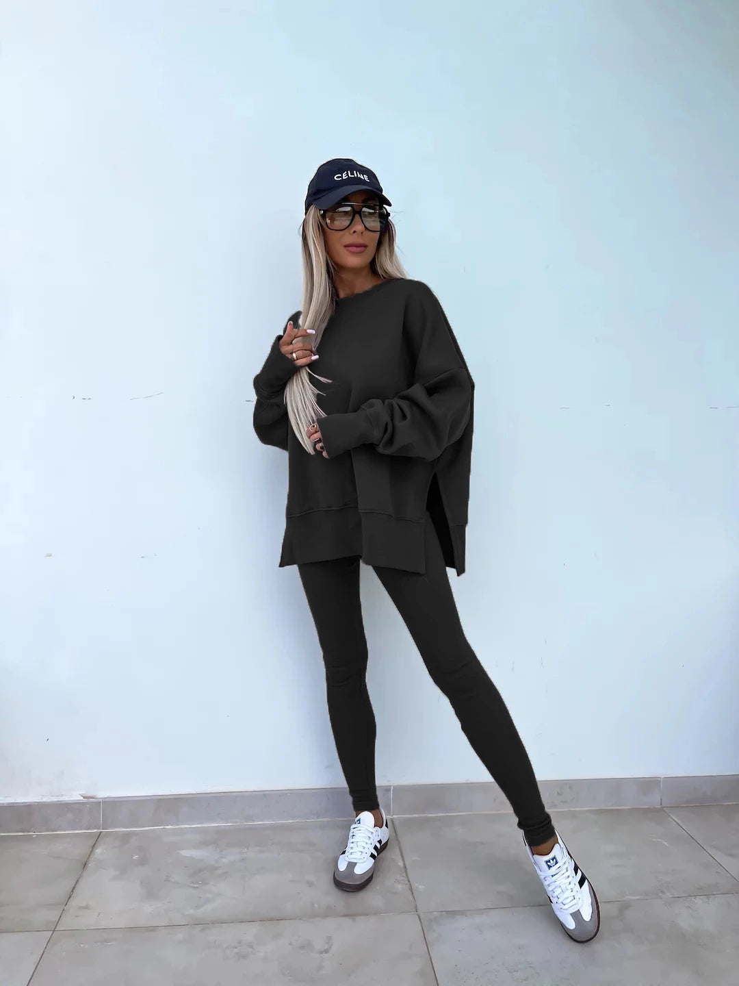 Women's Loose Shirt and Tight Pants Two-Piece Set