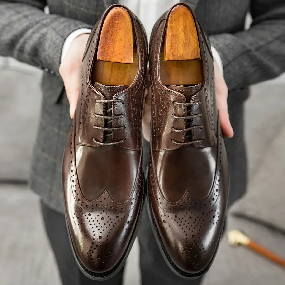Men's Multi-Color Breathable Leather Wedding Brogue Shoes