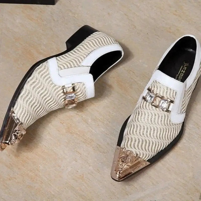 Men's Italian Snake Grain Pointed Leather Dress Shoes