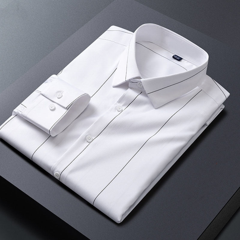 Men's Striped Long Sleeve Business Casual Dress Shirt