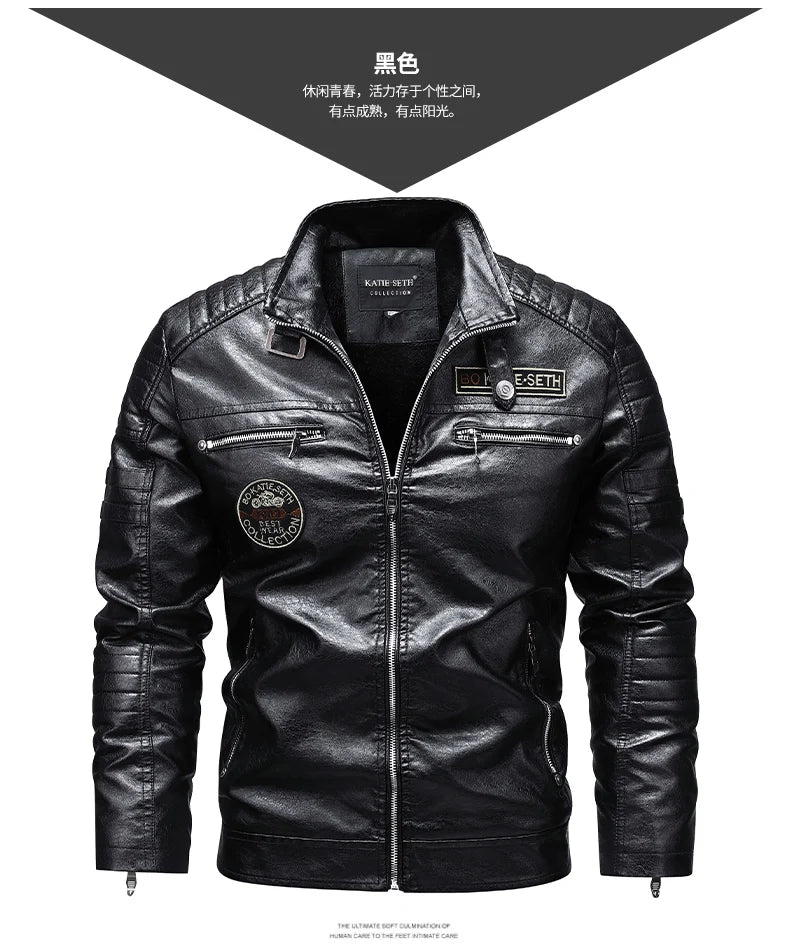 Men's Winter Motorcycle Leather Jacket