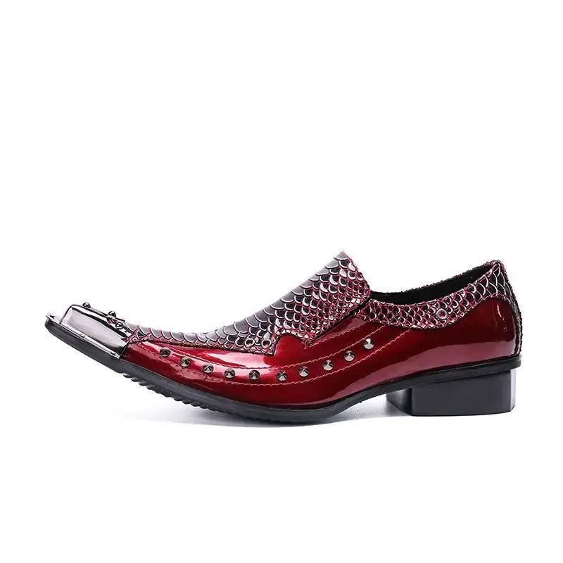 Men's Pointed Metal Toe Leather Dress Shoes