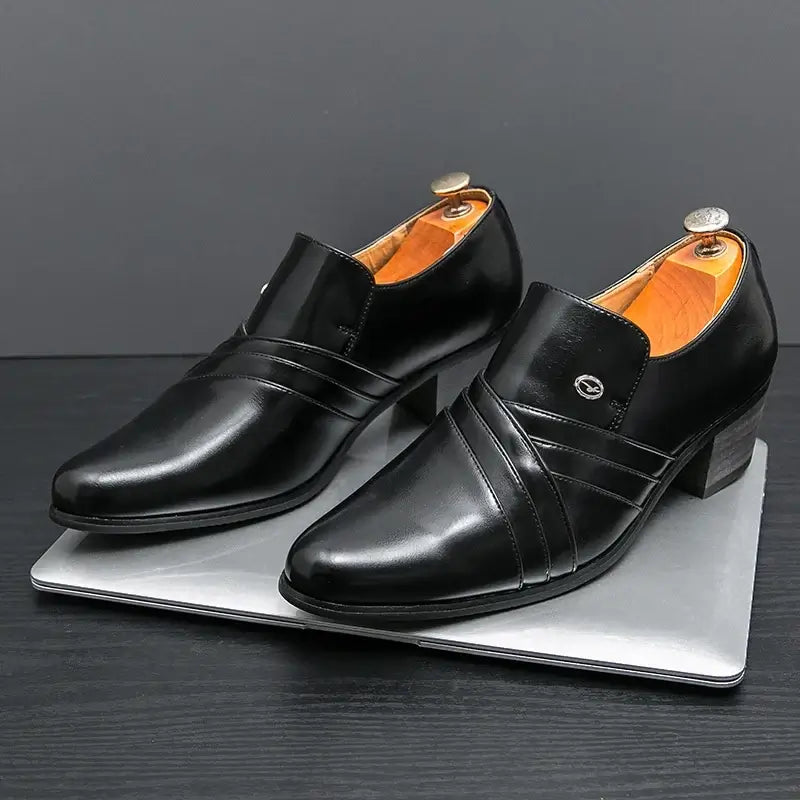 Men's Pointed Leather Height-Increase Business Dress Shoes