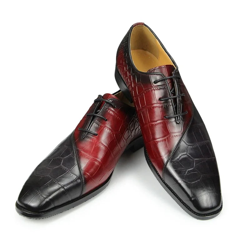 Men's Mixed Color Genuine Leather Oxford Business Office Shoes