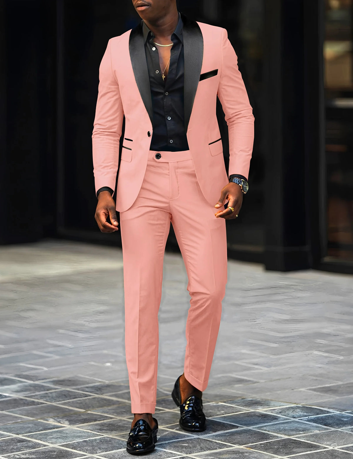 Men's Slim Fit Single-Button Wedding Suit Set