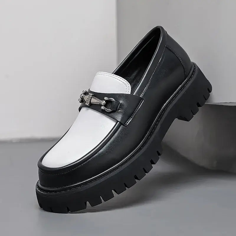 Men's British Metal Buckle Leather Loafers