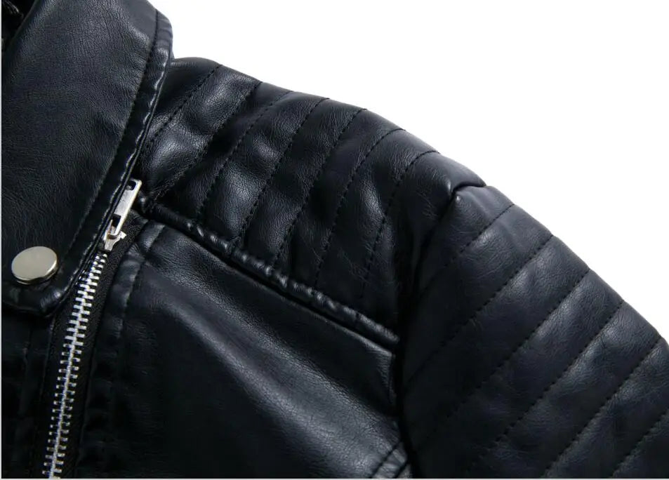Women's Faux Leather Zipper Biker Jacket