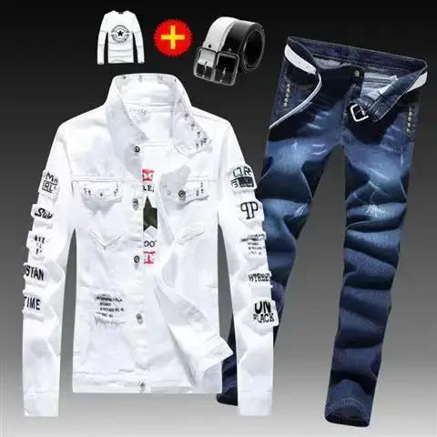 Men's Slim Denim Jacket and Jeans Two-Piece Set