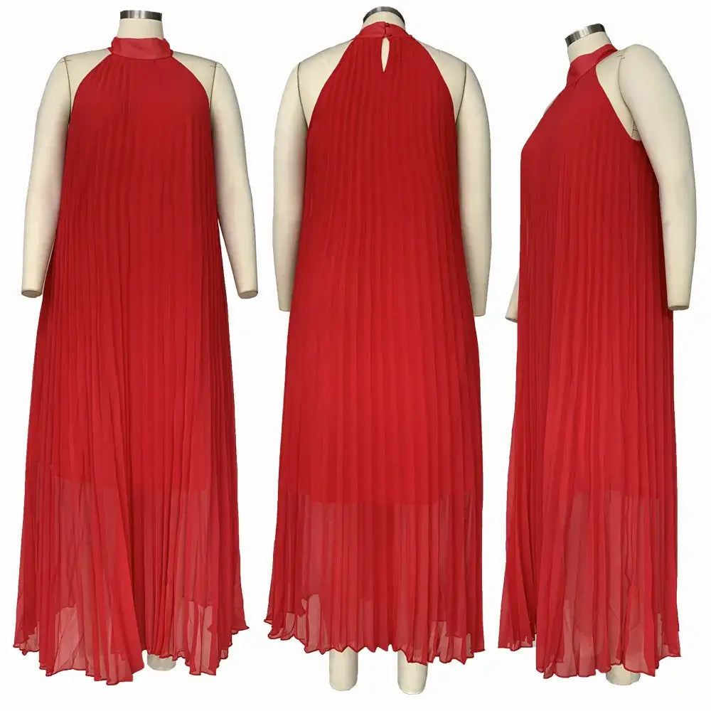 Women's Plus-Size Halter Hollow Split A-Line Bandage Maxi Dress