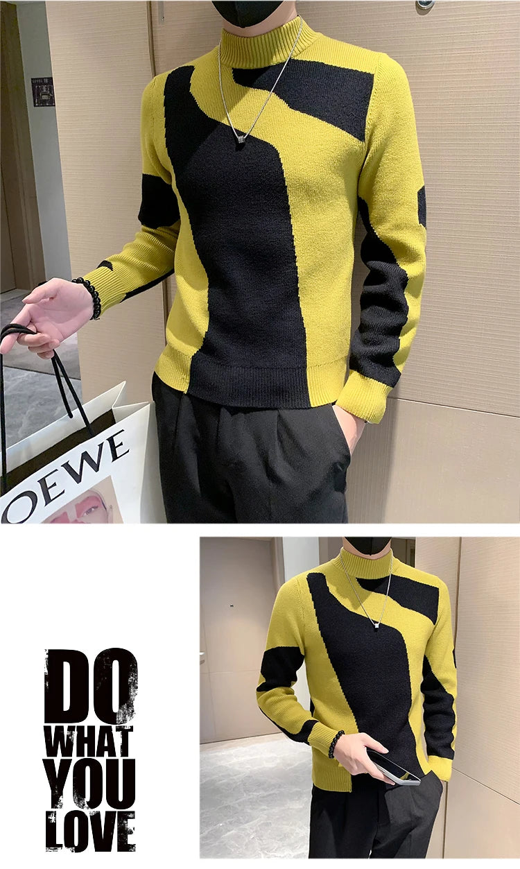 Men's Half Turtleneck Slim Knit Pullover