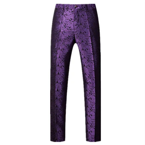 Men's Jacquard Wedding Party Groom Dress Suit Pants
